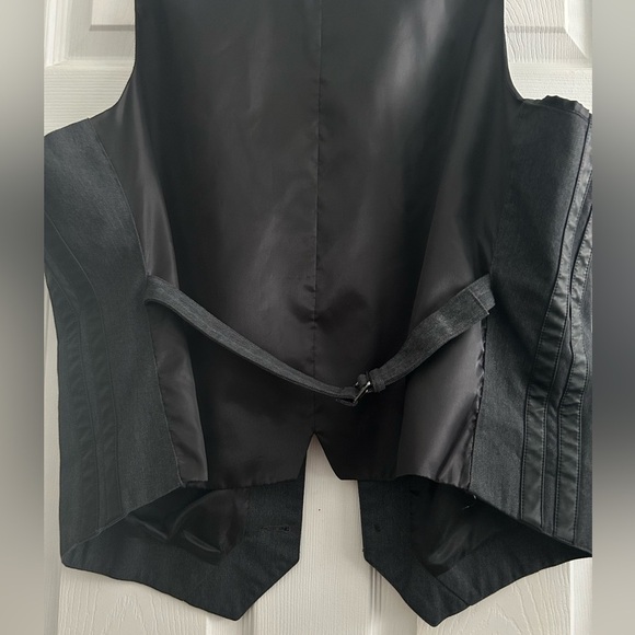 Rock & Republic Mens XXL Suit Vest - Black / Charoal Herringbone 5 Button - Picture 6 of 7